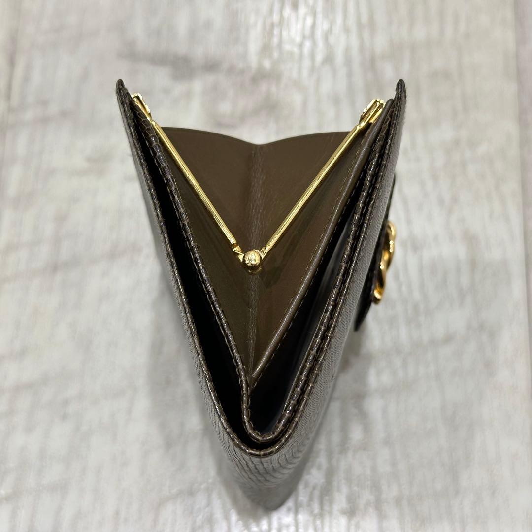 【極美品】オールドグッチ リザードレザー 二つ折り財布 がま口 ノットモチーフ