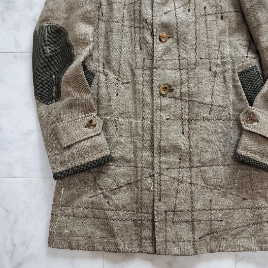 ジュンヤワタナベマン 16SS パッチワークリネンステンカラーコート S 日本製