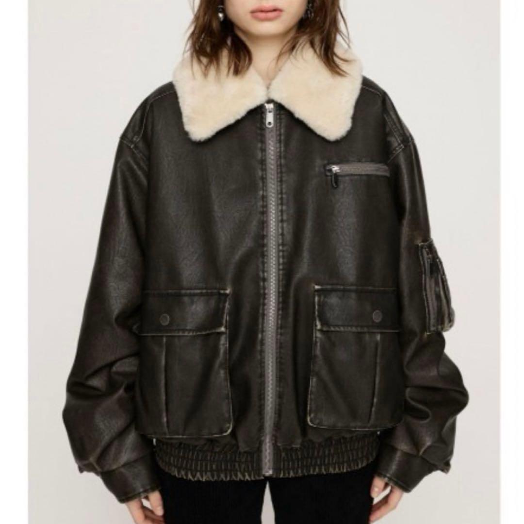 SLY VINTAGE F／LEATHER S／ブルゾン BLK 人気完売品