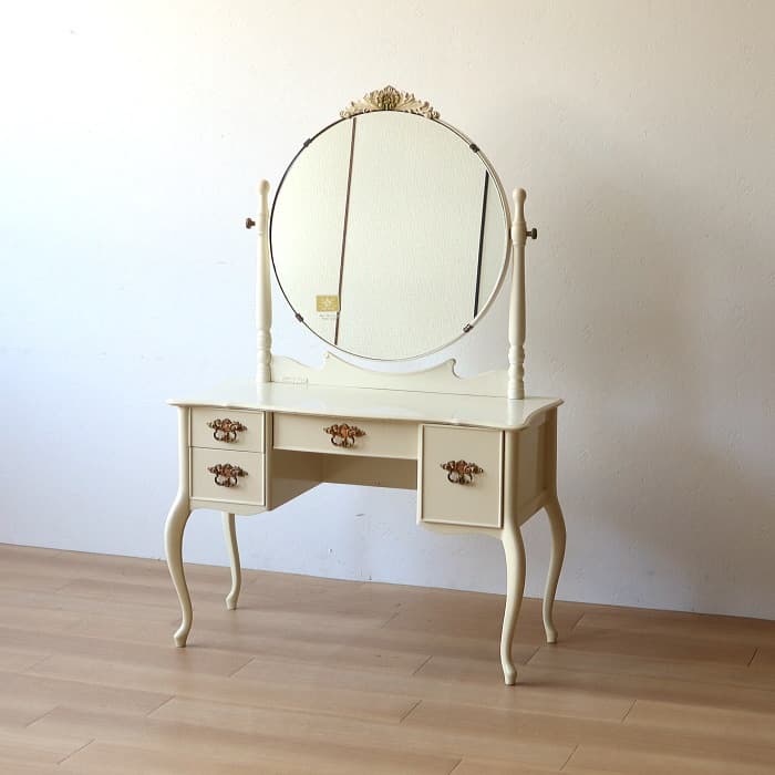 ヴィンテージ シャビーシック ドレッサー ホワイト ピアノ塗装 古家具