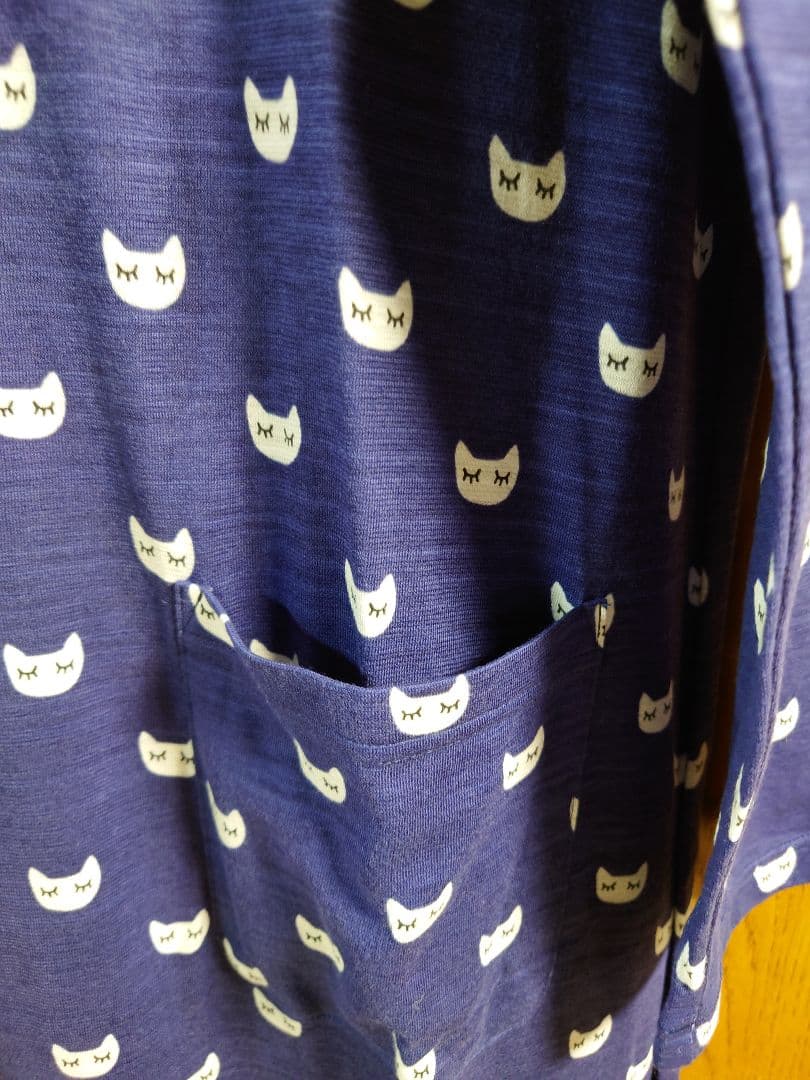新品タグ付き マタノアツコ ワコール ルームウェア ワンピ パジャマ ブルー 猫