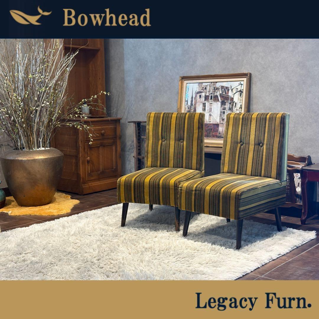 ストライプチェア シングルソファ ファブリック アンティーク ビンテージ SZ