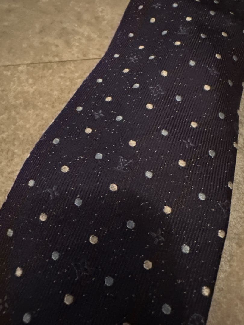 【LOUIS VUITTON】ネイビー ドット柄 スリムタイ