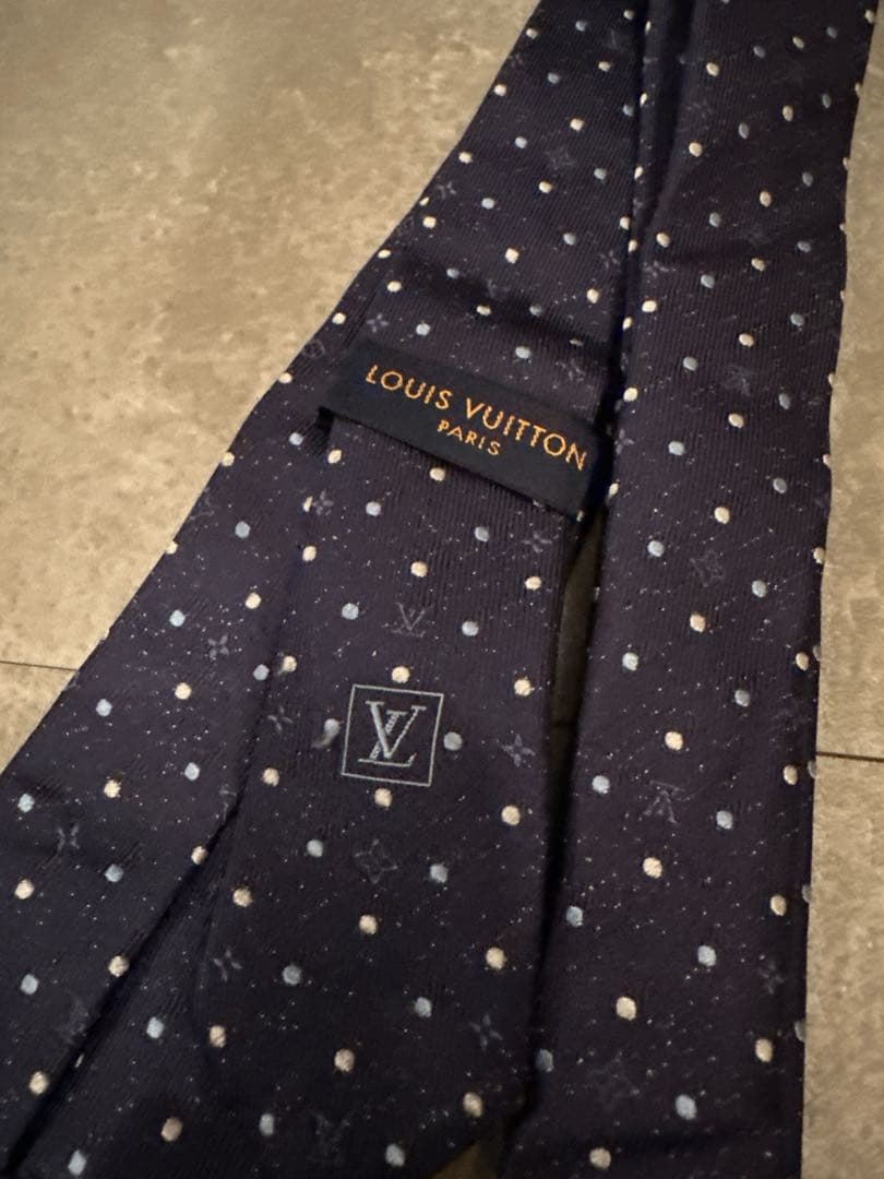 【LOUIS VUITTON】ネイビー ドット柄 スリムタイ