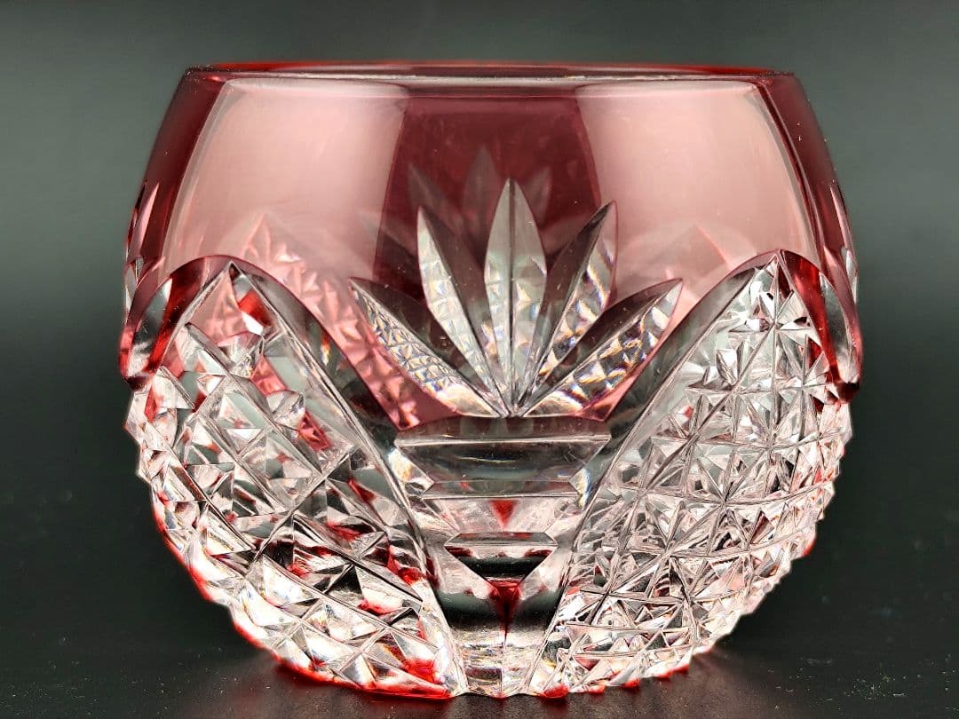 超希少品☆カガミクリスタル 木村秋男 猪口 金赤（切子 江戸切子 薩摩切子）