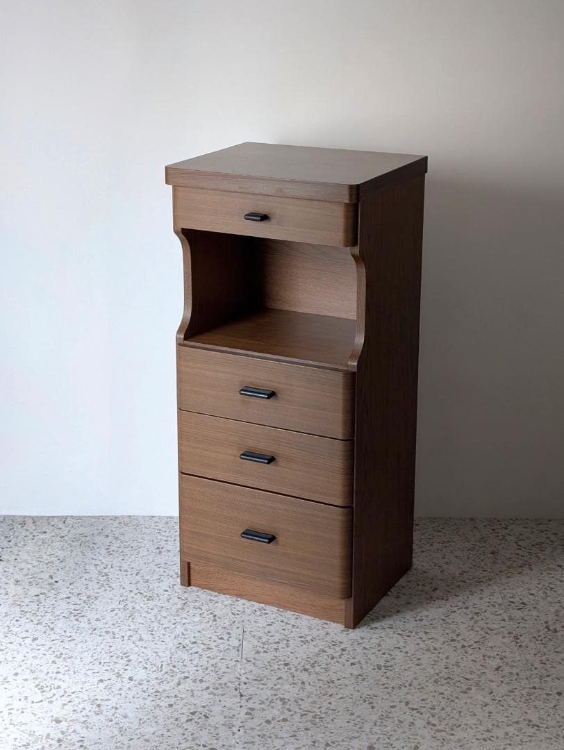 80s ビンテージ ウッドシェルフ 木製 引出し付き 飾り棚 ミニ キャビネット