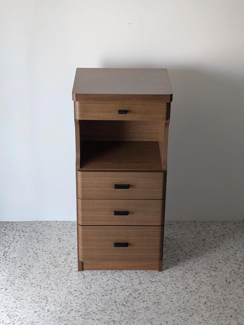 80s ビンテージ ウッドシェルフ 木製 引出し付き 飾り棚 ミニ キャビネット