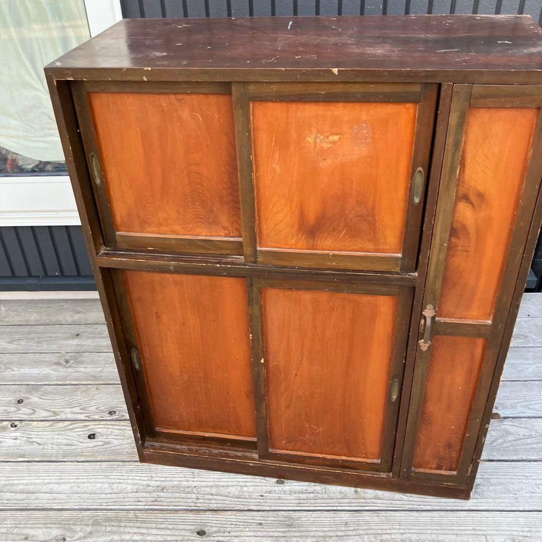 昭和レトロ 古家具 木製収納棚 下駄箱 シューズラック サイドボード 古道具箪笥