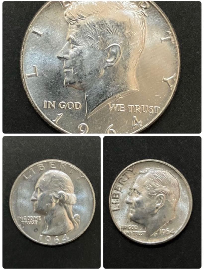 1964 セット② ジョン・F・ケネディ　ハーフダラー　クォーター　ワンダイム
