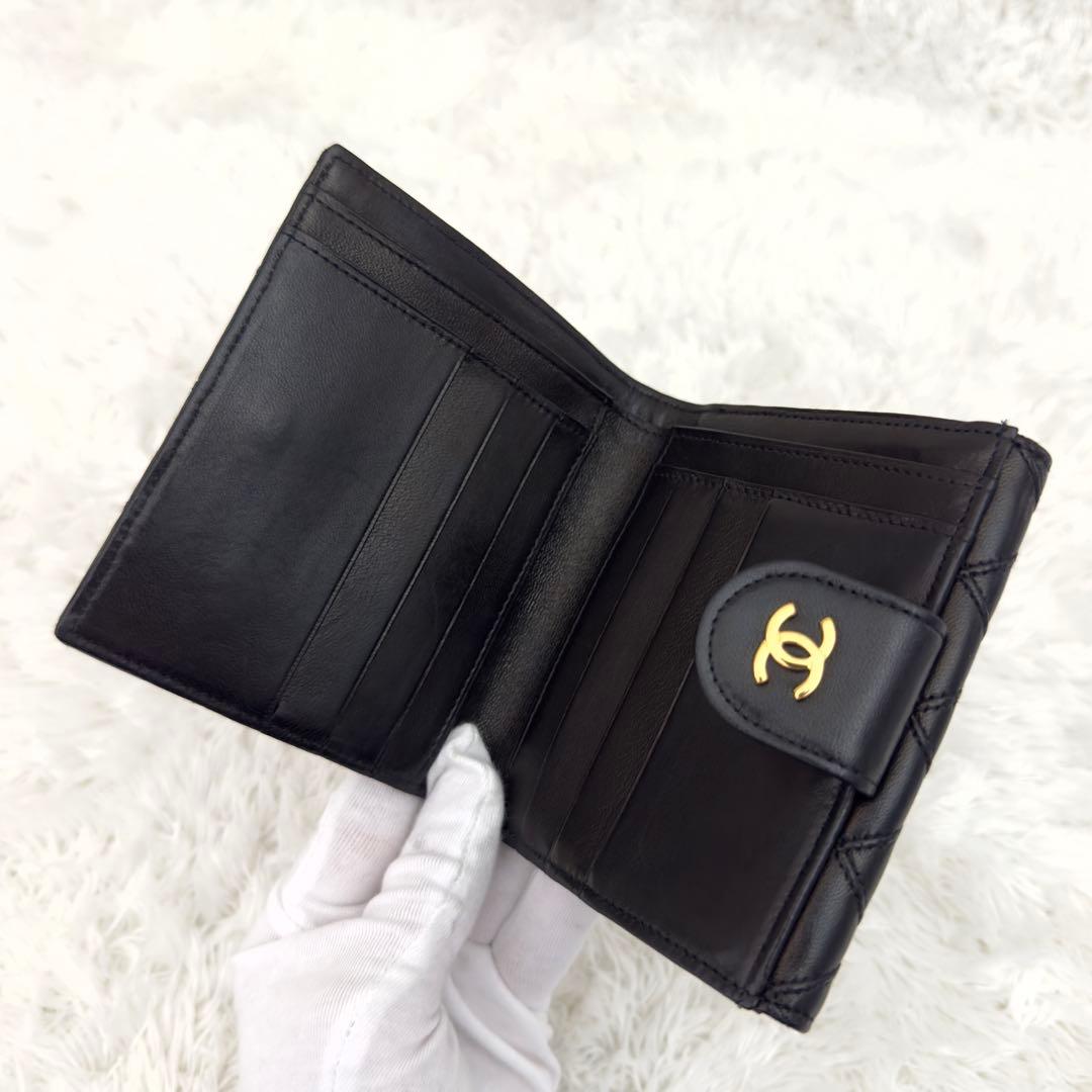 極上美品⭐️CHANELシャネル ココマーク ビコローレ Wホック 財布 レザー