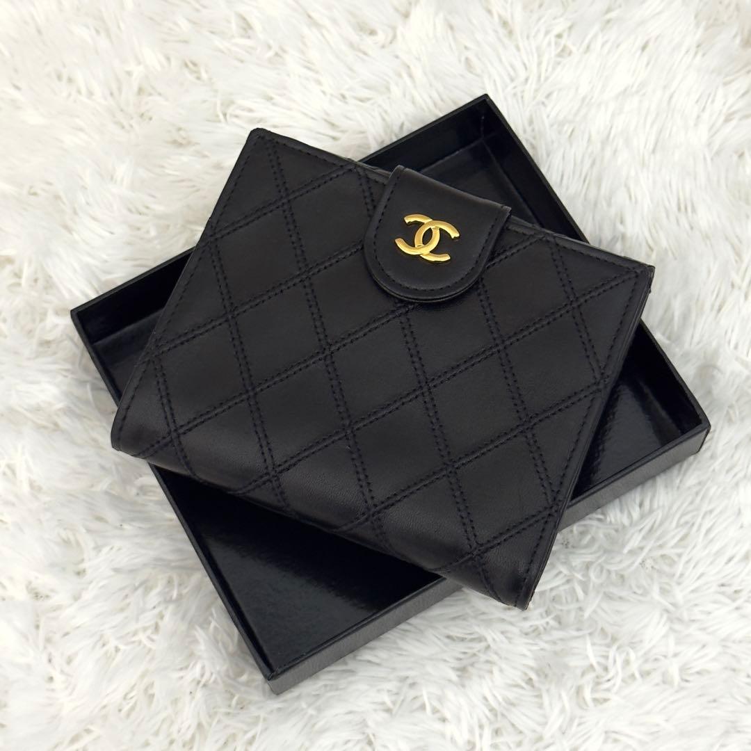 極上美品⭐️CHANELシャネル ココマーク ビコローレ Wホック 財布 レザー