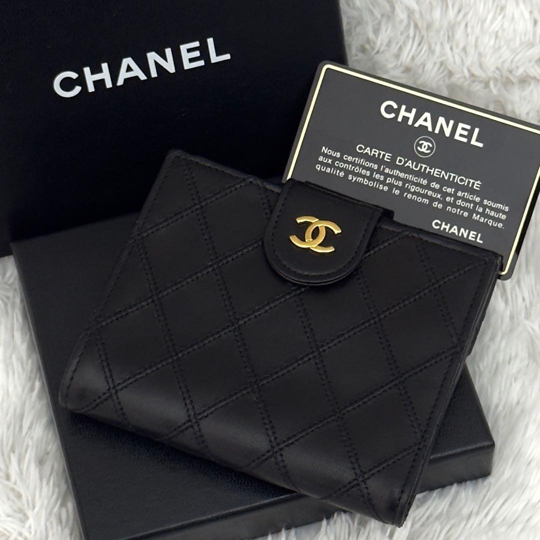 極上美品⭐️CHANELシャネル ココマーク ビコローレ Wホック 財布 レザー