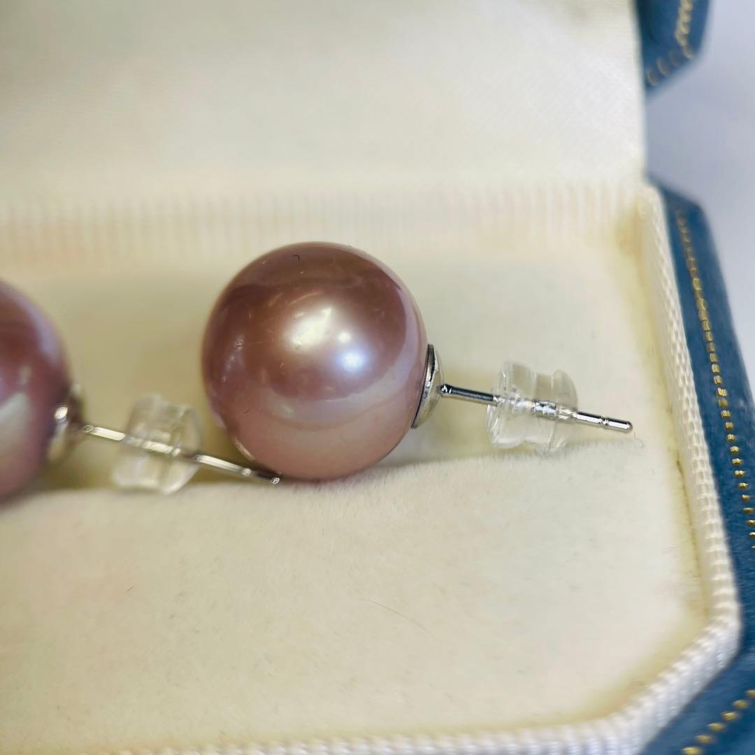 極照り 本真珠ピアス エジソンパール 超大珠 メタリック14mm 無調色 直結
