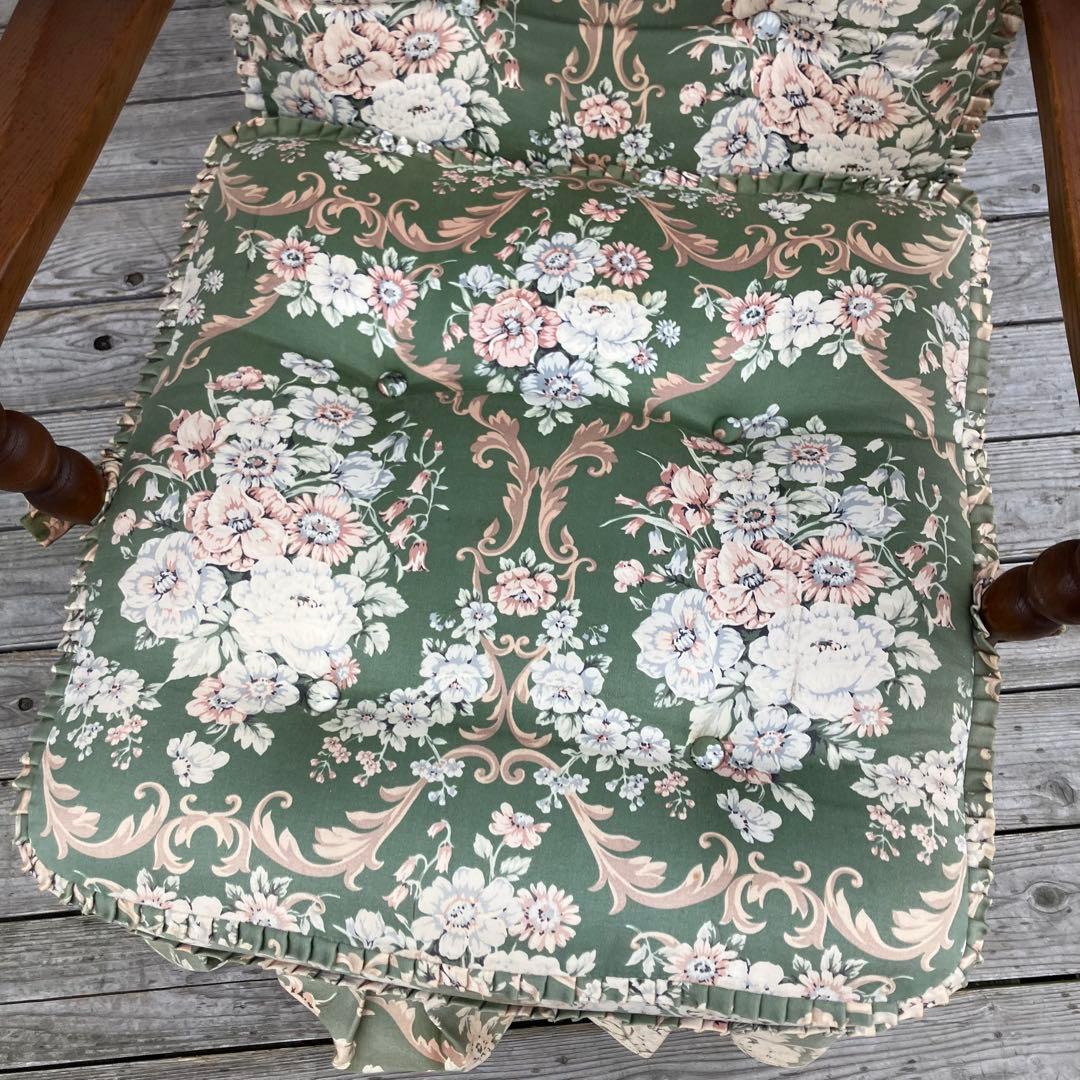 ヴィンテージ 飛騨産業 キツツキ 木製フレーム 花柄ロッキングチェア 古家具