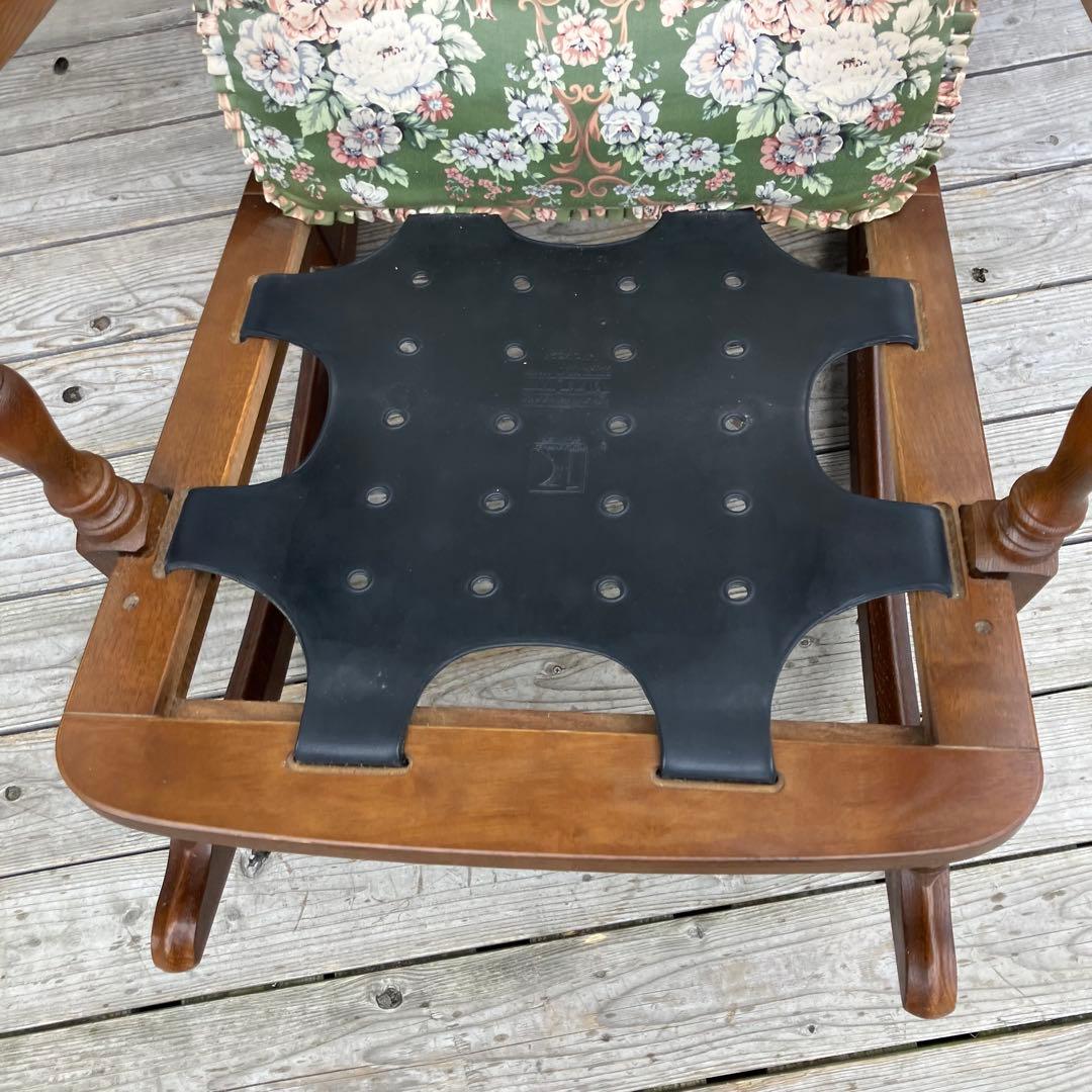 ヴィンテージ 飛騨産業 キツツキ 木製フレーム 花柄ロッキングチェア 古家具