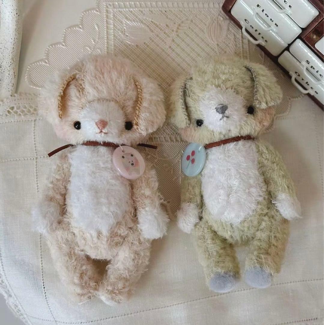 青リンゴワンワン アーティストベア 犬 テディベア ぬいぐるみ 海外作家様