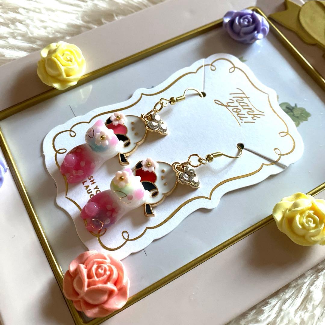 ☆桜！Spring猫ちゃんピアス☆A