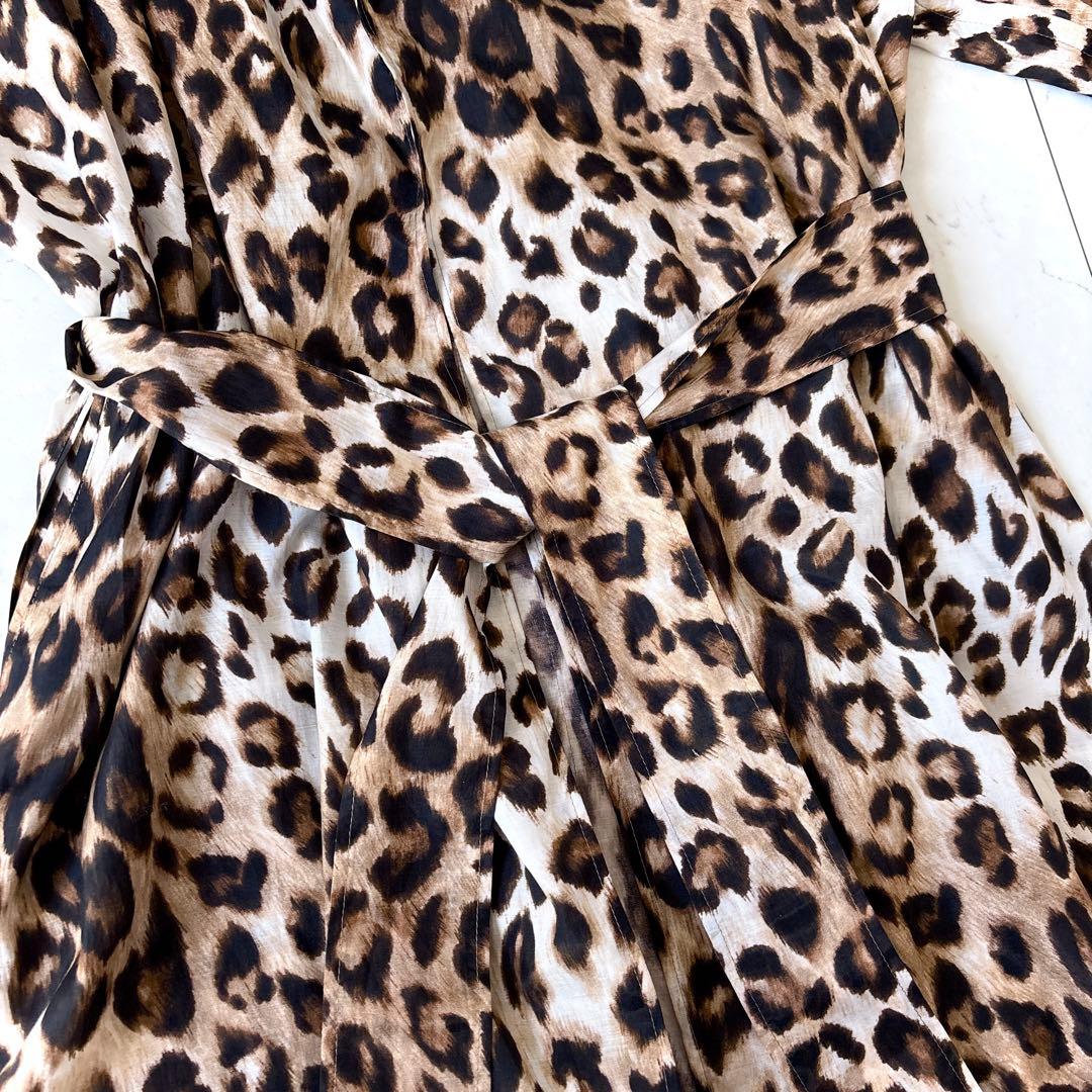 美品 サードマガジン 日本製 ヒョウ柄 キュプラコットン 薄手 トレンチ コート