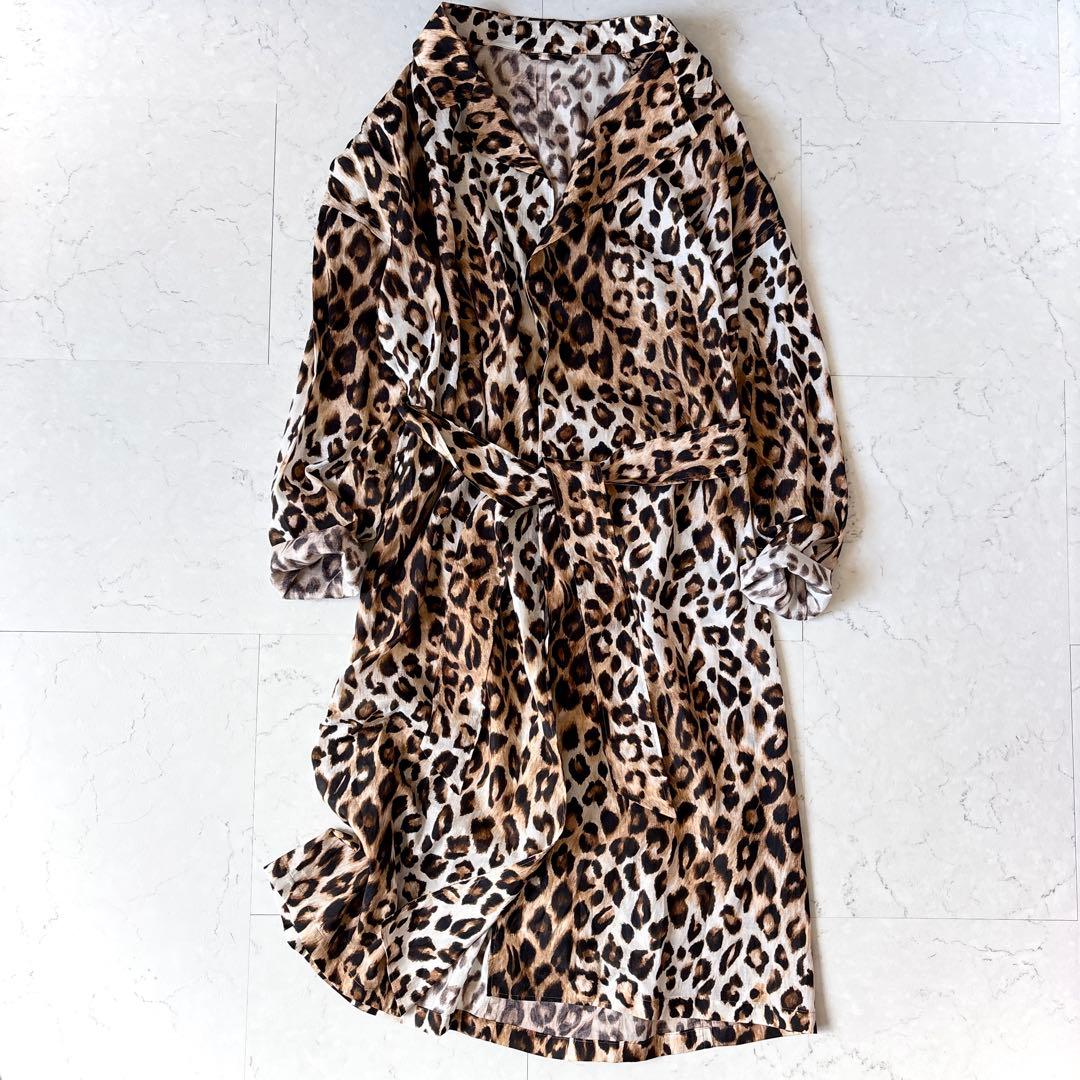 美品 サードマガジン 日本製 ヒョウ柄 キュプラコットン 薄手 トレンチ コート