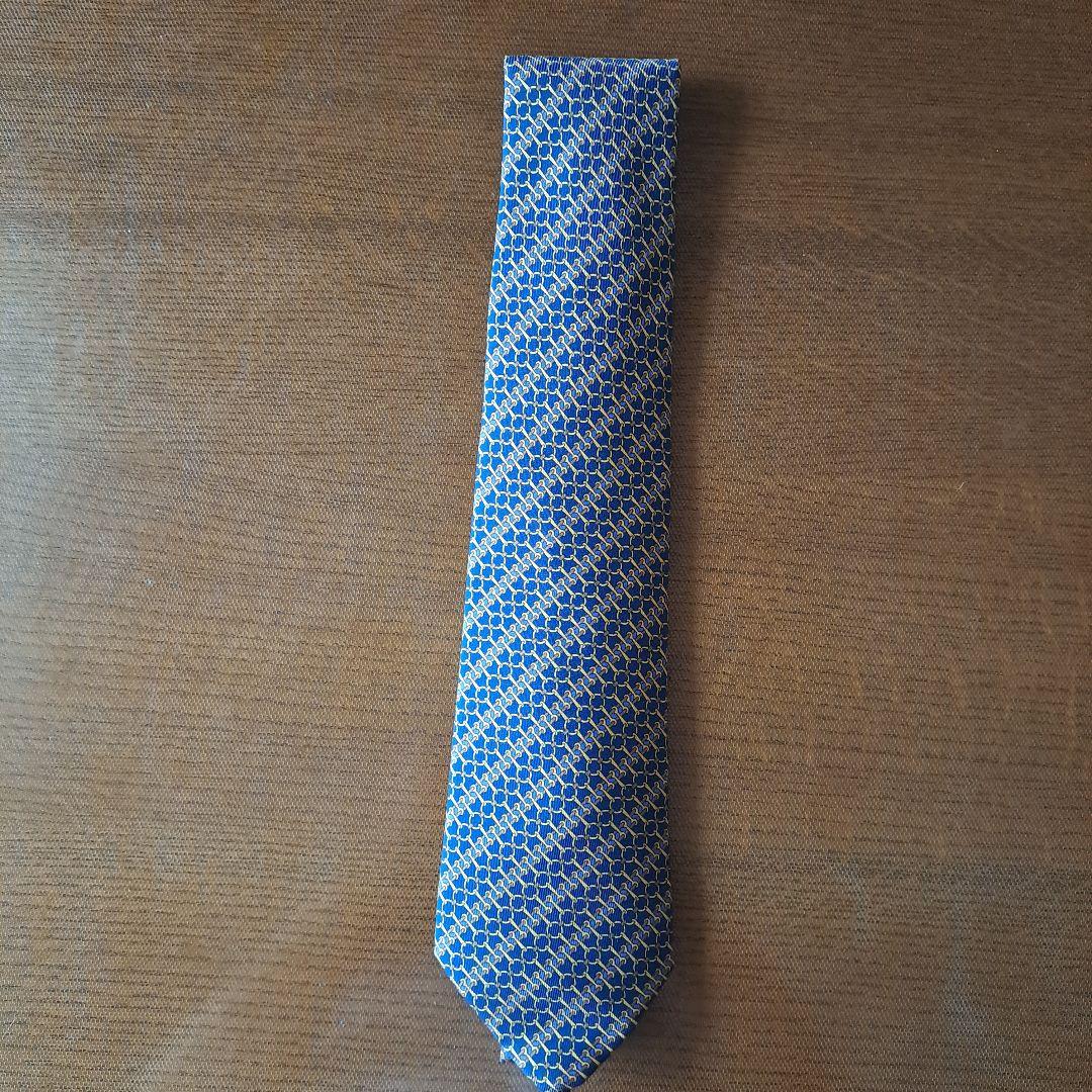 HERMES シルク ネクタイ ネイビー 7200 UA