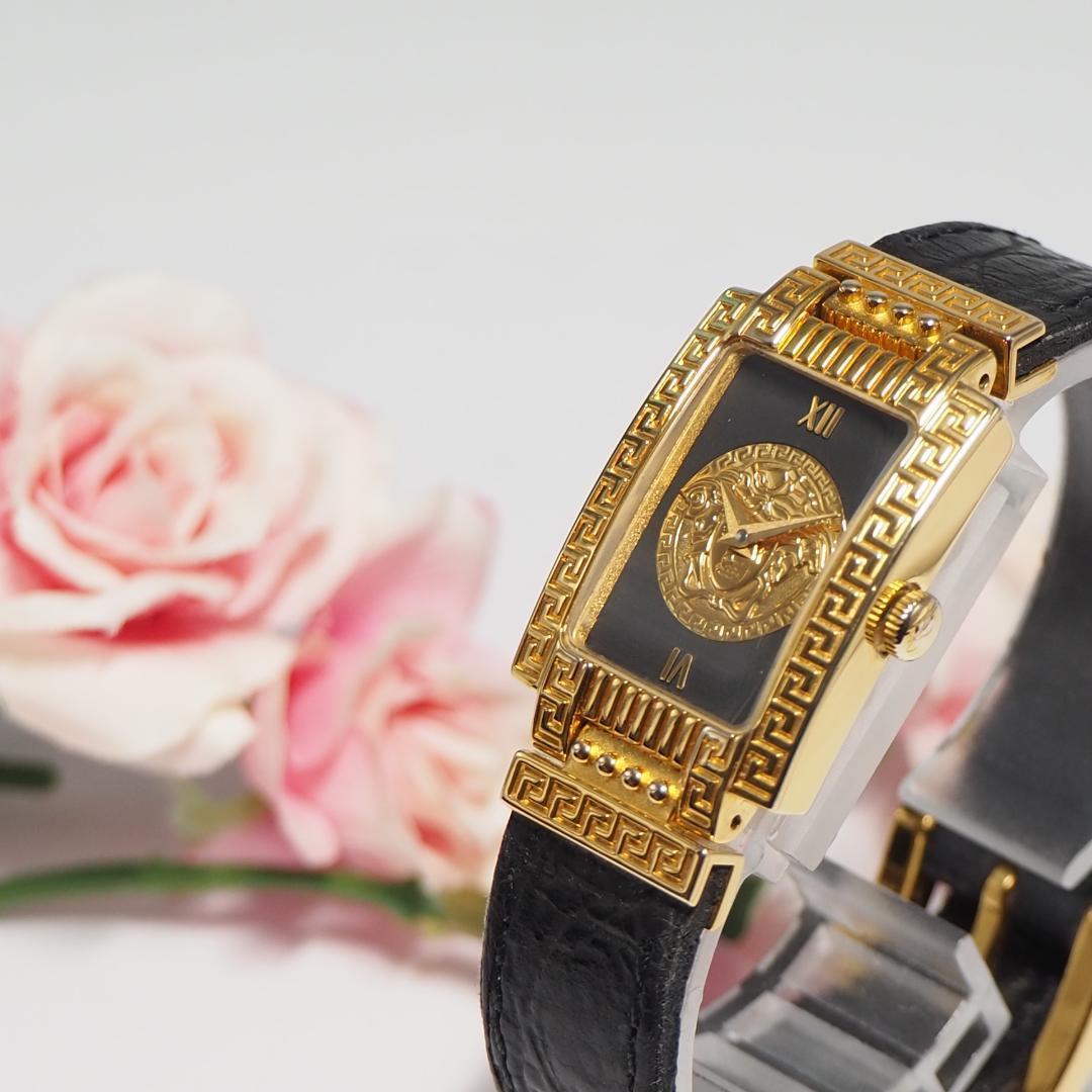 ヴェルサーチ 純正革ベルト メデューサ スクエア レディース 腕時計 F390