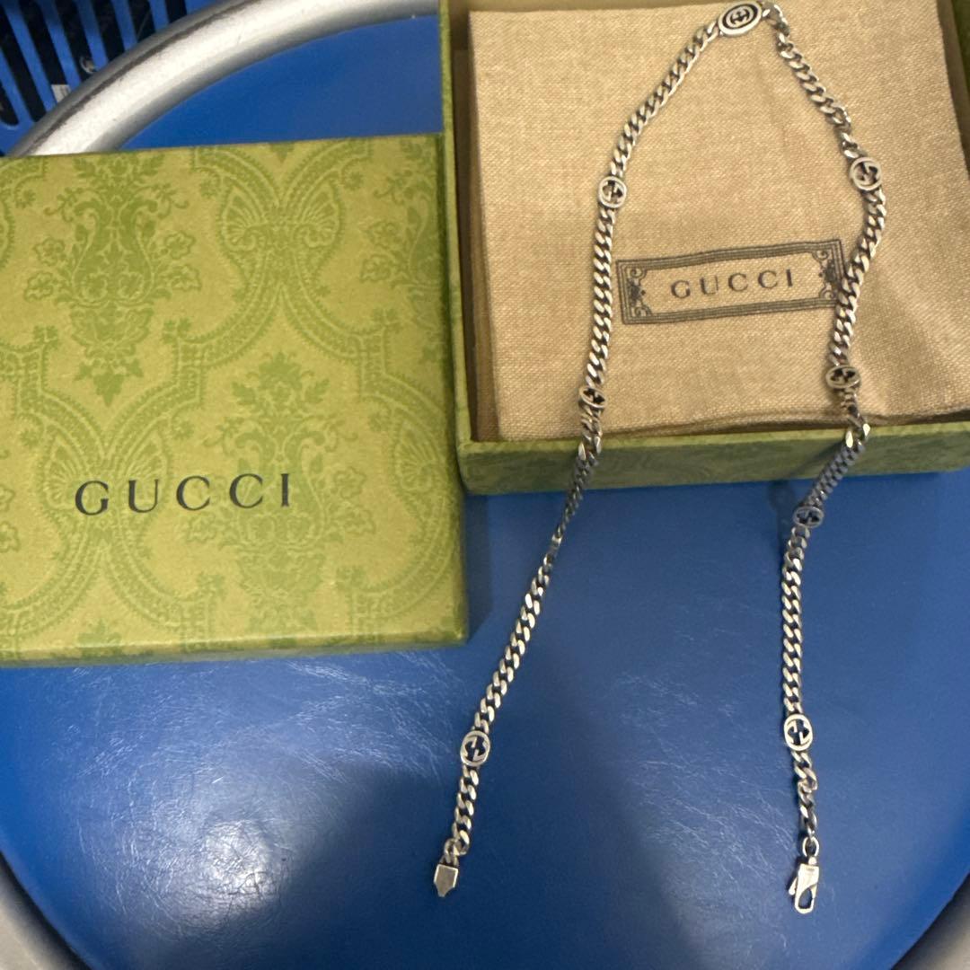 GUCCI ネックレス インターロッキングG ロゴチェーン シルバー