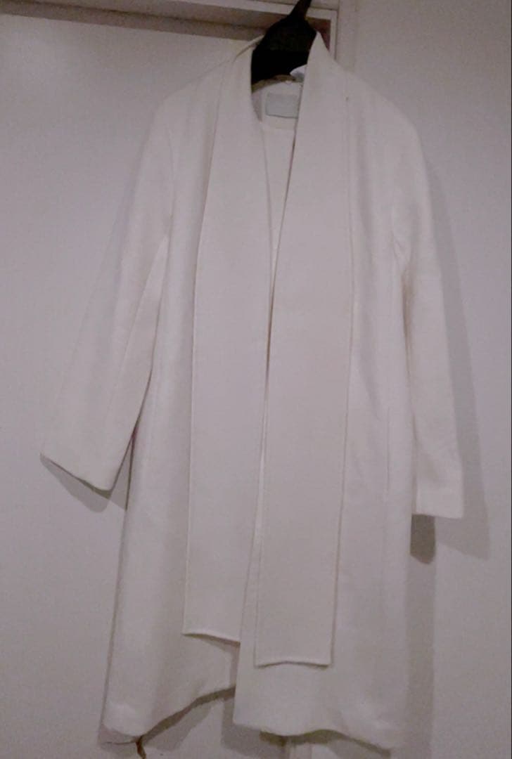 リボンストール付きノーカラーコート