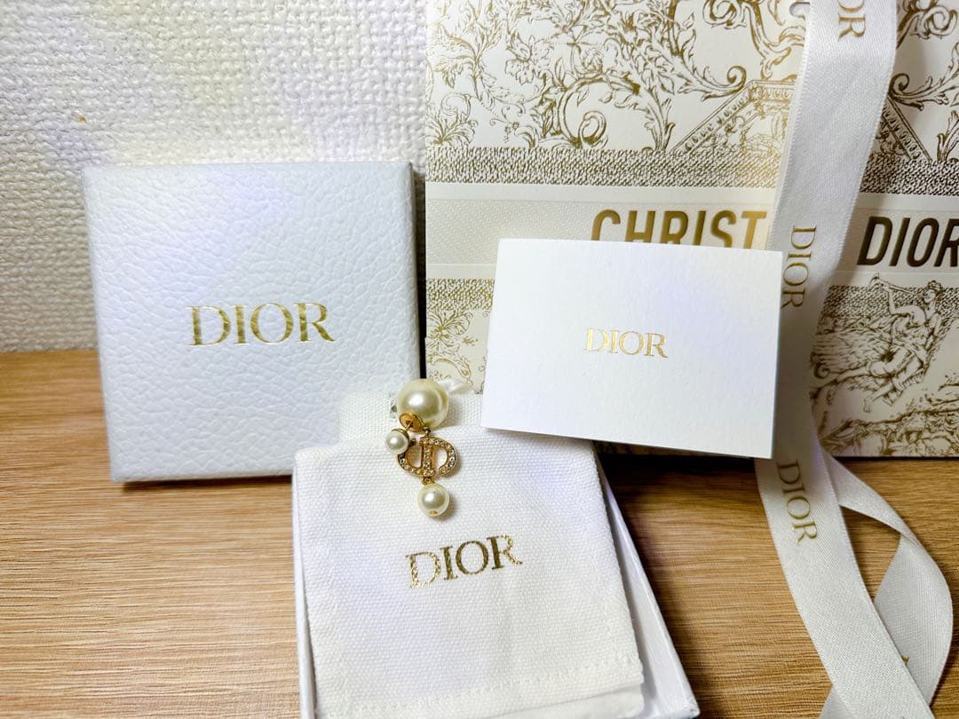 Christian Dior ディオール パール ゴールド ピアス 2way片方