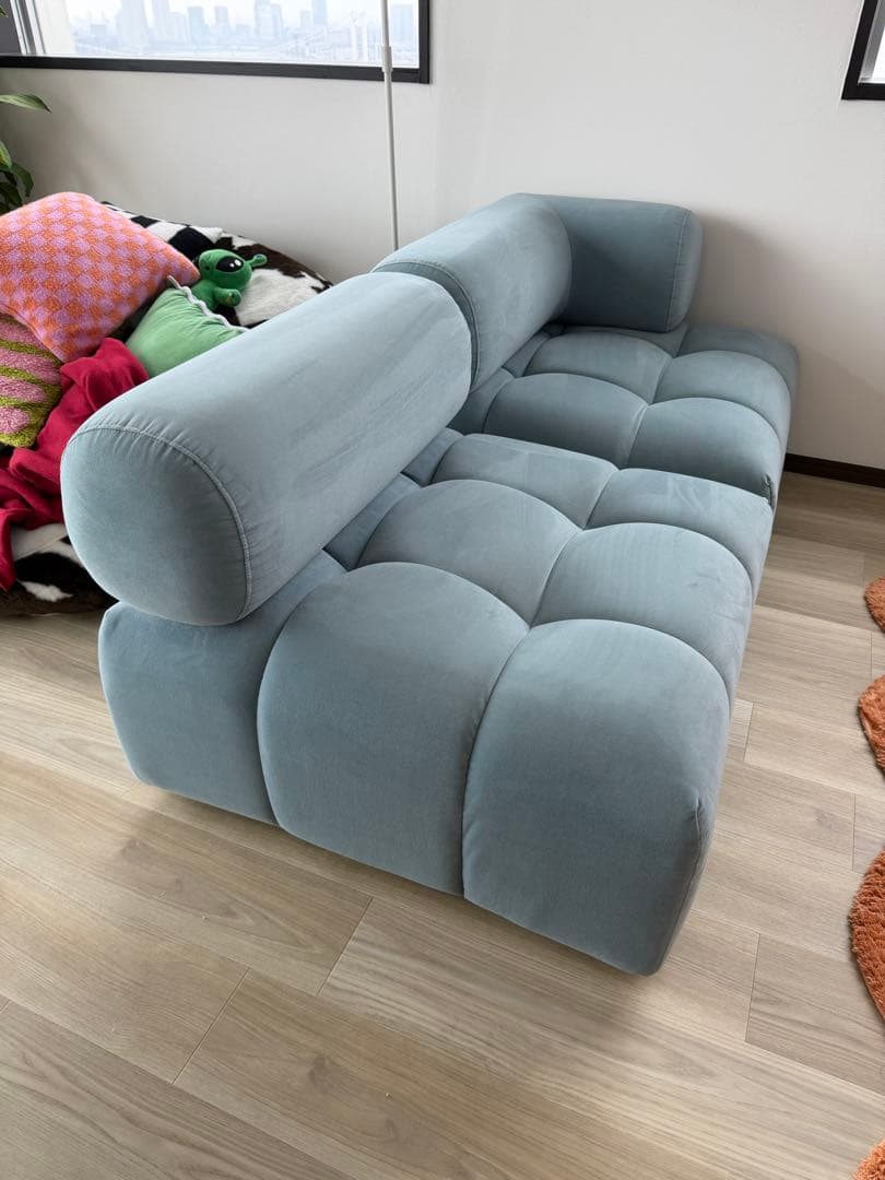 Francfranc パフィソファブルー3人掛け 左パーツ 美品