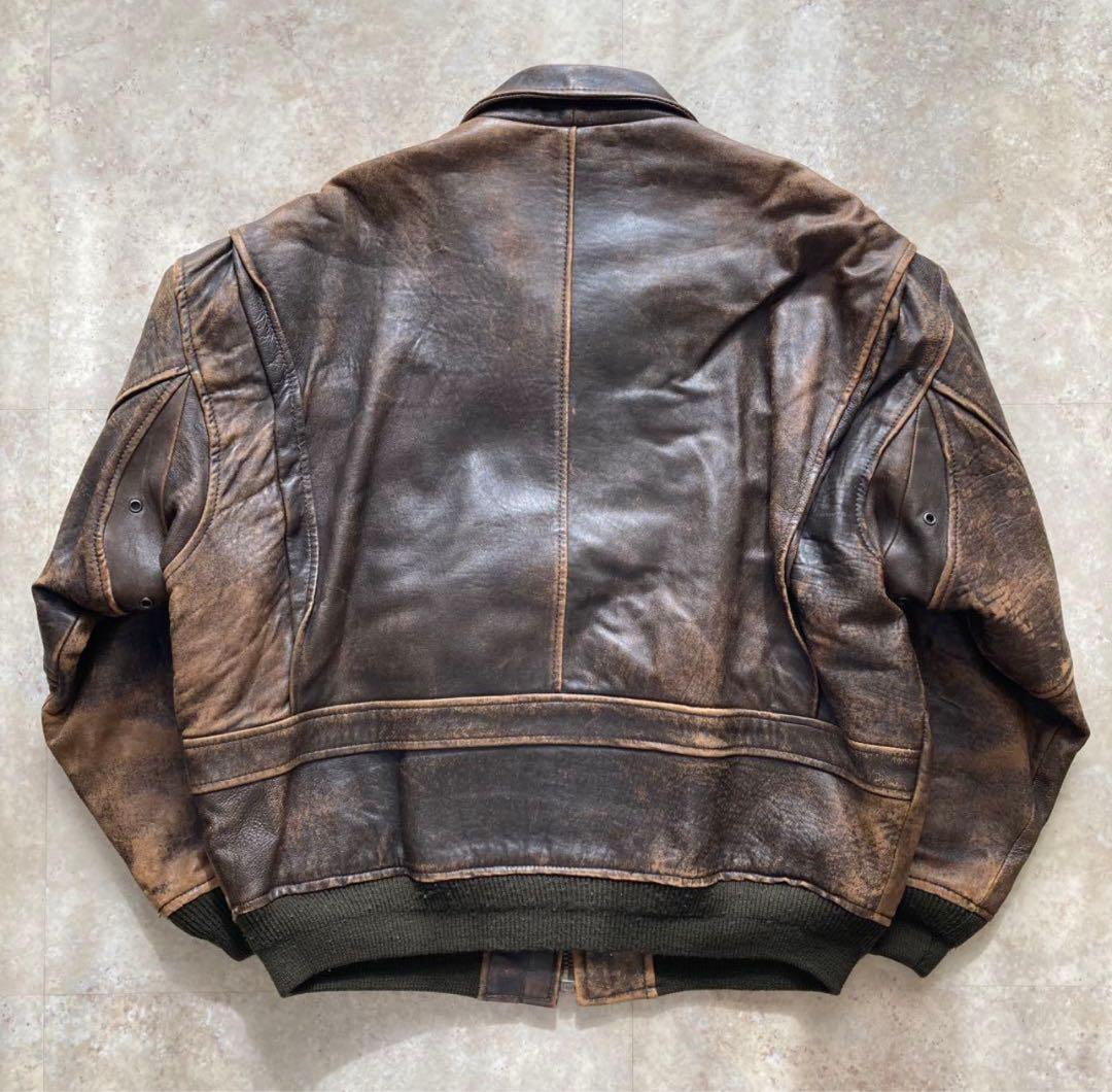 古着 Vintage A-2型 ビッグシルエット レザージャケット ブルゾン M