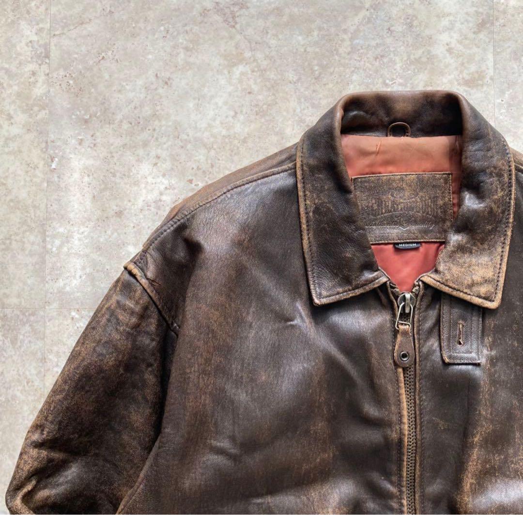 古着 Vintage A-2型 ビッグシルエット レザージャケット ブルゾン M
