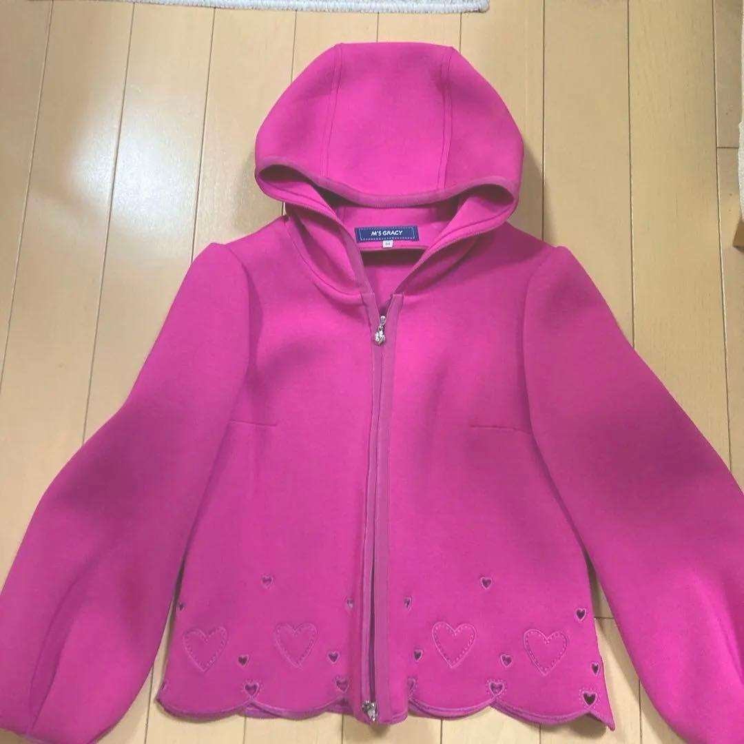 M'S GRACY フード付きピンクジャケット ハート刺繍