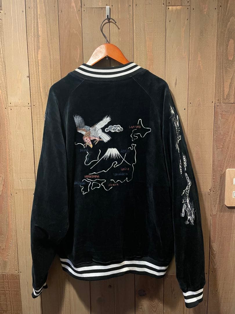 王道 ラフ 別珍スカジャン 鷹 龍刺繍