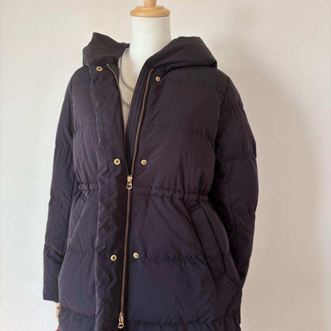 【美品】 IENAイエナ ダウンショールフードコート　ブラック　38 黒
