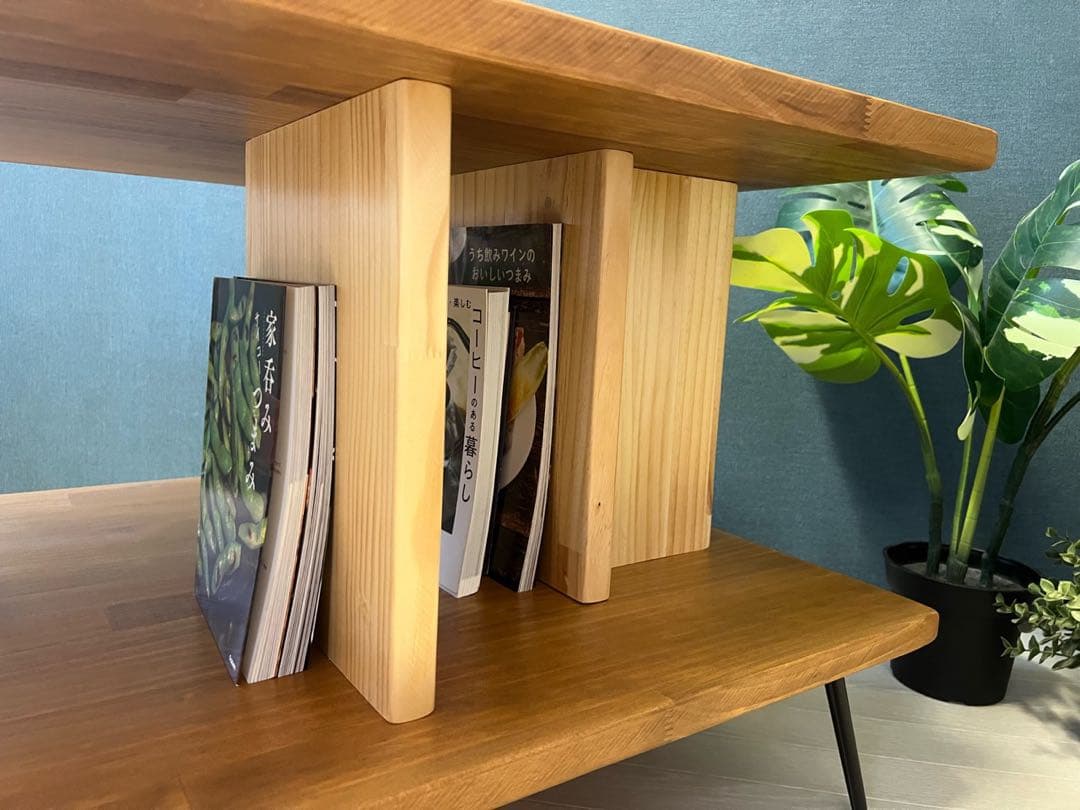 【送料無料】 ローテーブル アシンメトリー 収納付 モダン調 パイン オーク調