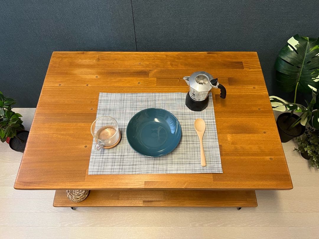 【送料無料】 ローテーブル アシンメトリー 収納付 モダン調 パイン オーク調