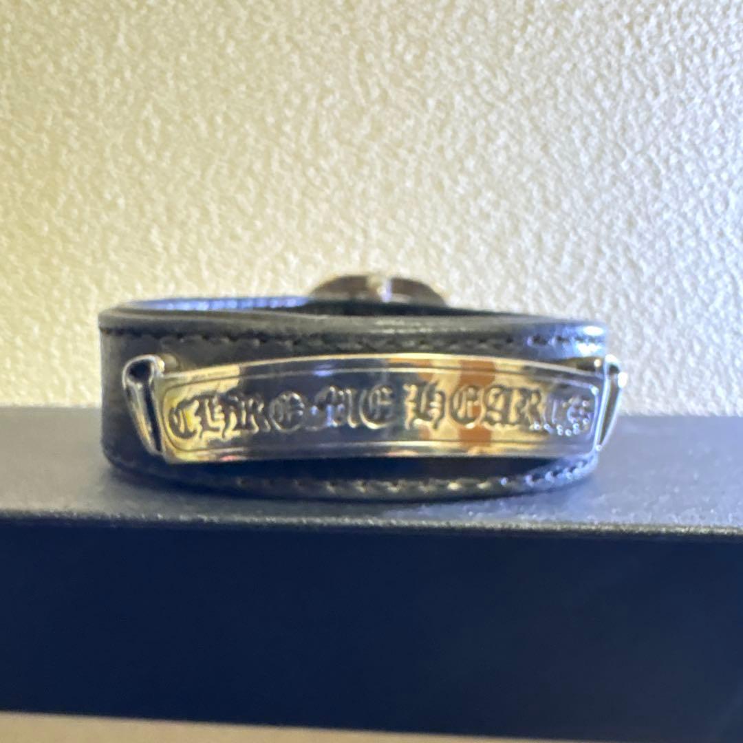 【CHROME HEARTS】レザー ガンスリンガー CHラベル ブレスレット