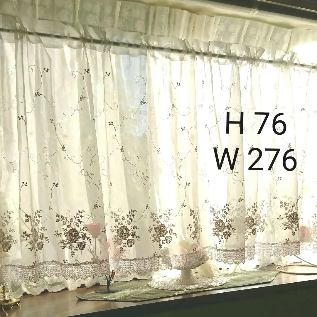 カフェカーテン【薔薇刺繍レース】