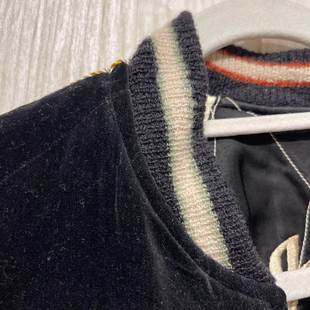 【hibu様】港商　テーラー東洋スカジャン　黒　L サイズ　別珍　鶴