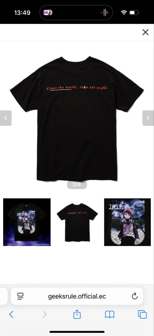 GEEKS RULE アニメTシャツ ブラック