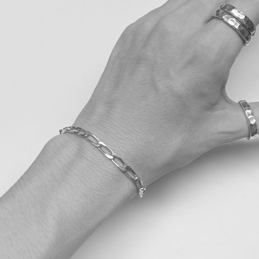 60s French シルバー800 フィガロチェーンブレスレット 蟹刻印