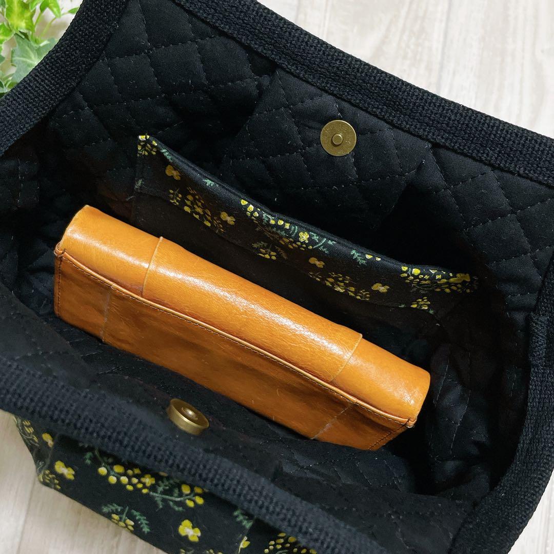 コロン☆グラニーバッグ　ミモザサークル（ブラック）　ハンドメイド