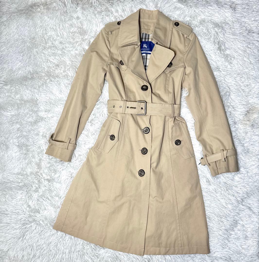 美品✨バーバリーブルーレーベル トレンチコート ノバチェック ベージュ 40