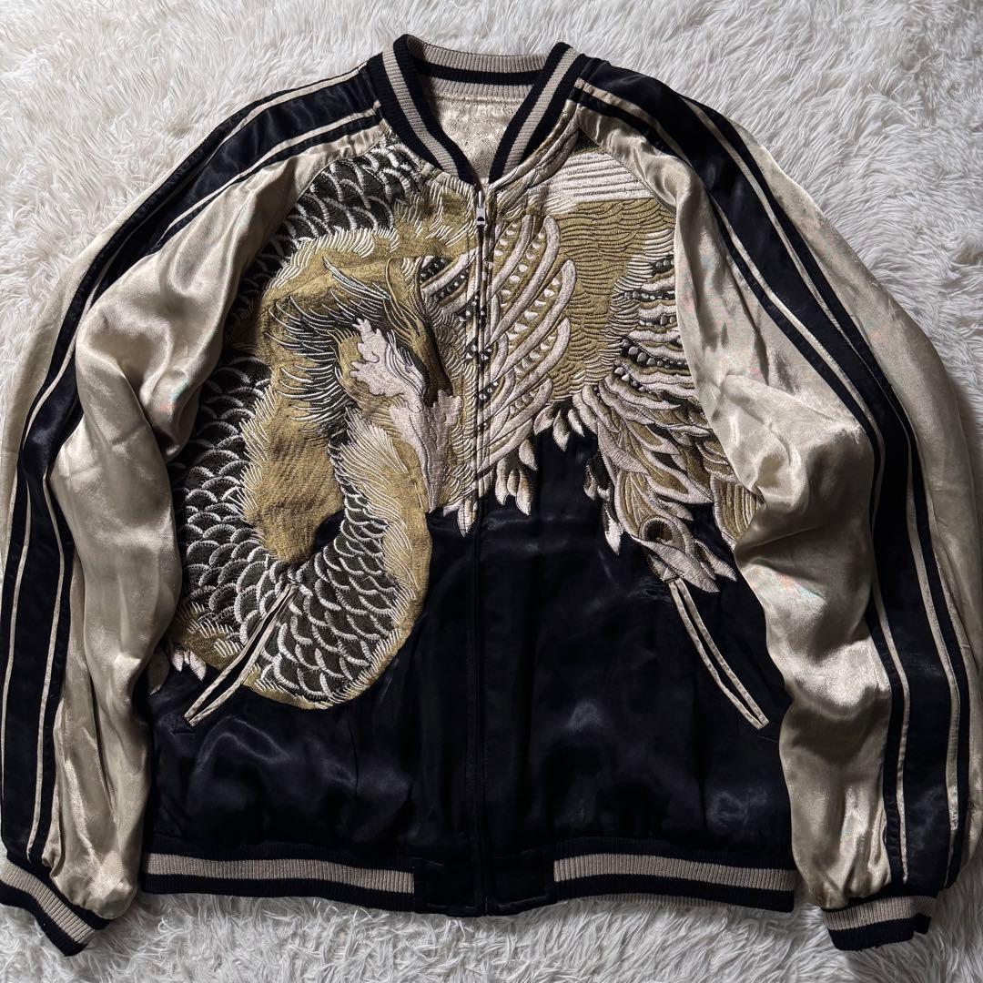 y*a様 希少✨花旅楽団　スカジャン　リバーシブル　豪華刺繍　ブラック×ゴールド