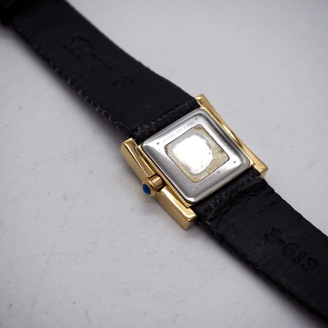 専用384 稼動【美品】GIVENCHY 時計　スクエア　ダイヤベゼル　ゴールド