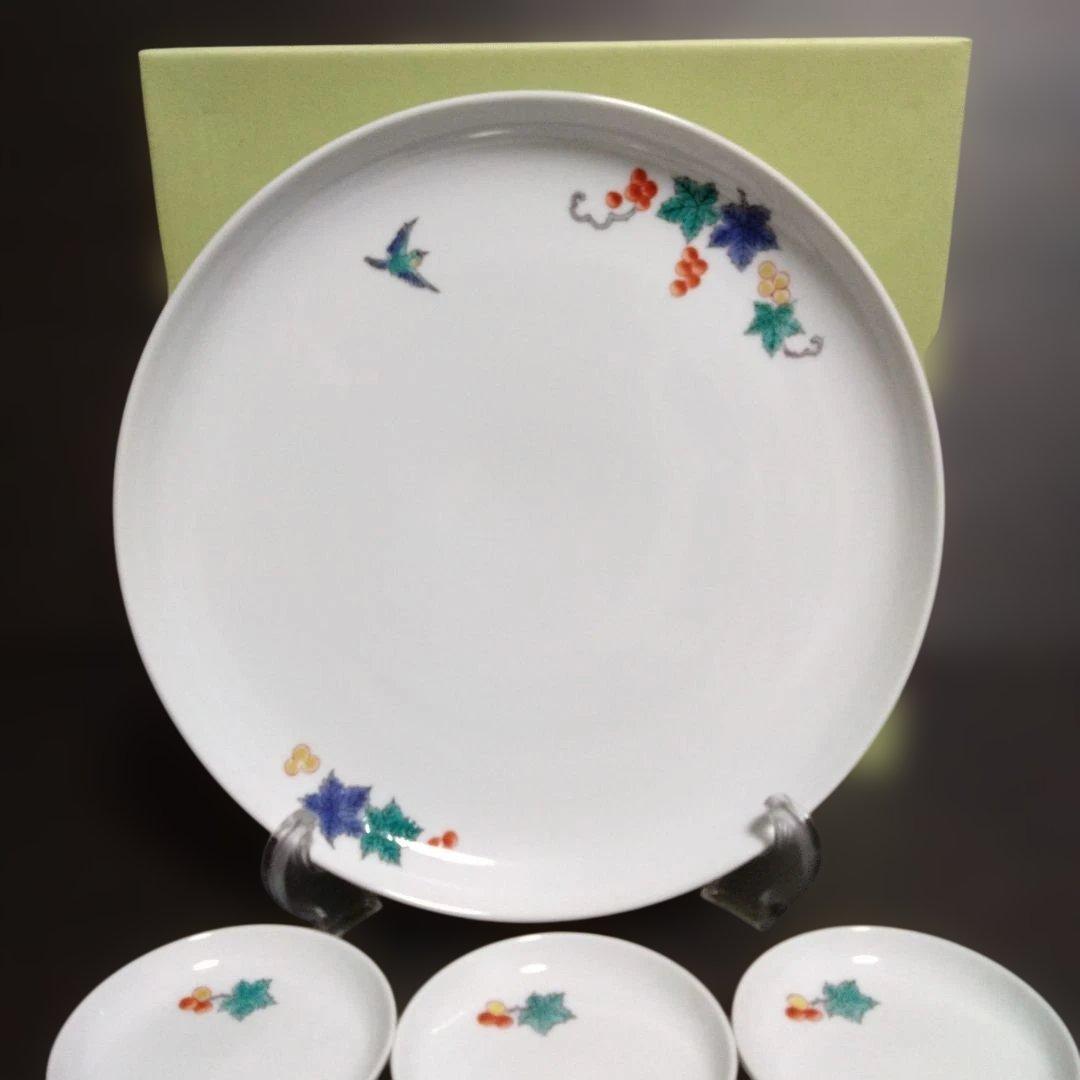 新品 有田焼 肥前赤絵窯元 鷹巣　プレートセット　お祝い