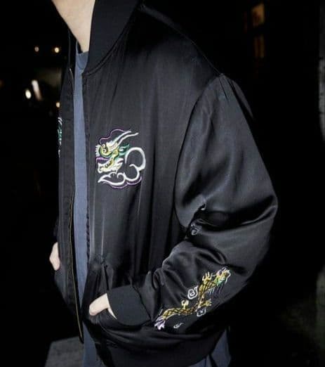 【新品】McGREGOR MODERN　メンズ　刺繍　ドラゴン　ブルゾン　黒　M