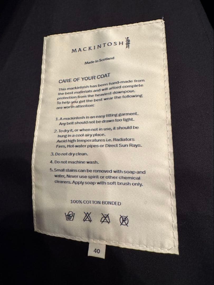 Mackintosh マッキントッシュ　メンズコート　size40 黒　ゴム引き