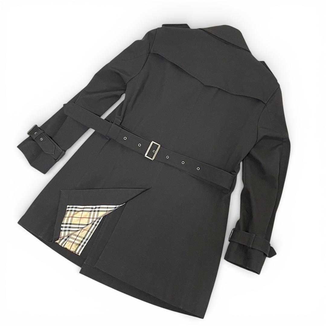 【美品】バーバリーブラックレーベル トレンチコート ノバチェック 日本製 黒 M