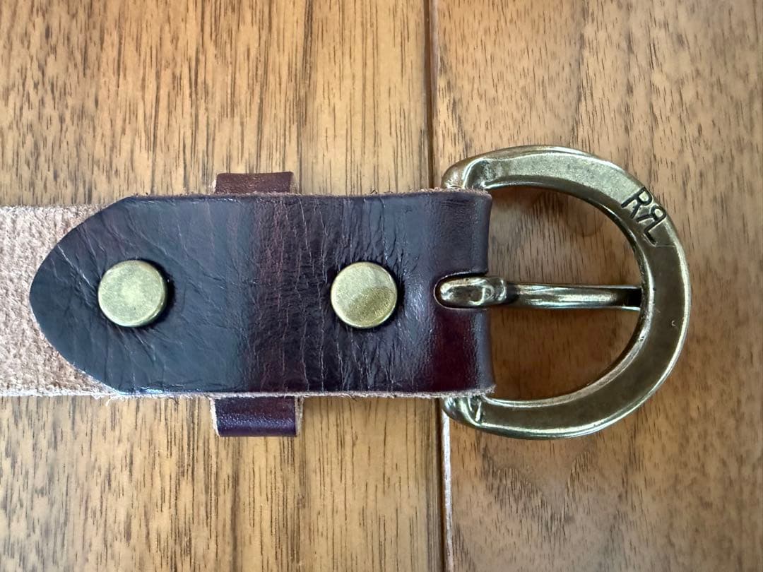 新品未使用RRL ヴィンテージ加工 プレーンベルト ダークブラウン 32インチ